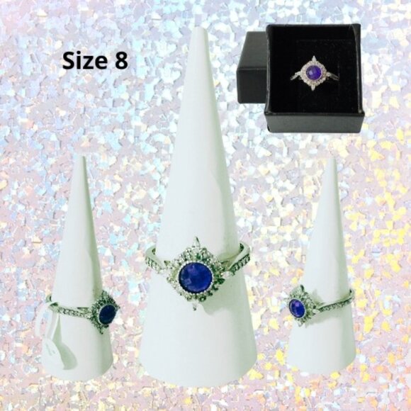 BP Genuine Amethyst Quartz Ring - Rhodium Plating (Size 8) - Picture 1 of 7
